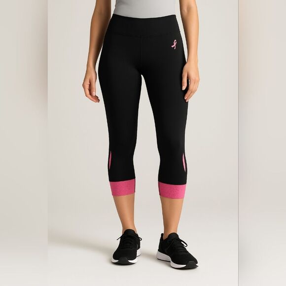 Under Armour Breast Cancer Awareness Capri Leggings S/P Pink Black Mesh Logo Det - Picture 1 of 14